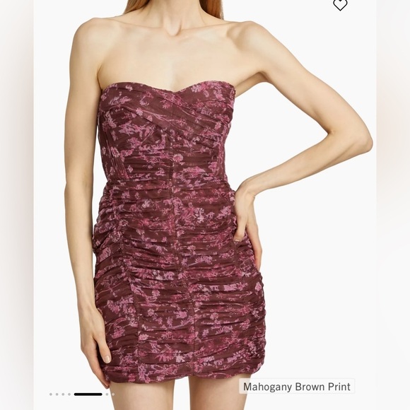 Sabina Musayev Ayla Strapless Mini Dress Burgundy Floral - Picture 2 of 10